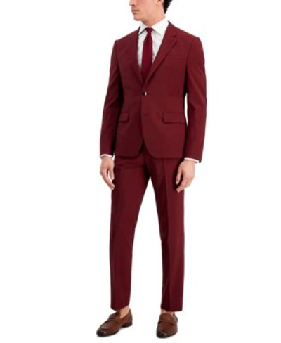 Hugo By  Boss Mens Modern Fit Dark Red Suit Separates