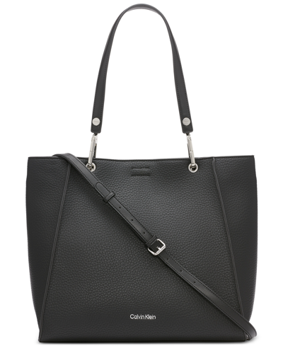 Calvin Klein Garnet Convertible Tote Bag In Black,silver
