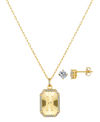 Unwritten Cubic Zirconia Initial Pendant Necklace And Stud Earring Set In Gold N