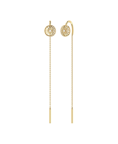 Luvmyjewelry Moon Phases Tack-in Diamond Earrings In 14k Yellow Gold Vermeil On Sterling Silver