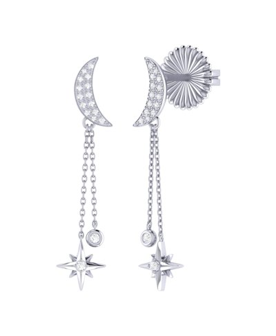 Luvmyjewelry Moonlit Drop Star Diamond Earrings In Sterling Silver In Grey