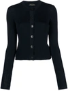 Roberto Collina Ribbed-knit Merino Wool Cardigan In Blue