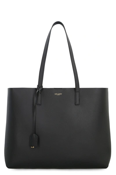 Saint Laurent Leather Shopper In Black