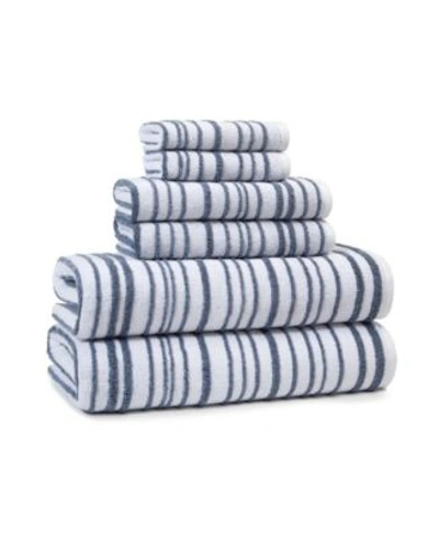 Cassadecor Urbane Stripe Cotton Towel Collection In Linen,white