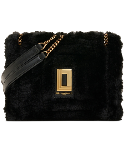 Karl Lagerfeld Lafayette Shoulder Bag In Black Fur