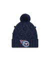 NEW ERA WOMEN'S NEW ERA NAVY TENNESSEE TITANS TOASTY CUFFED KNIT HAT WITH POM