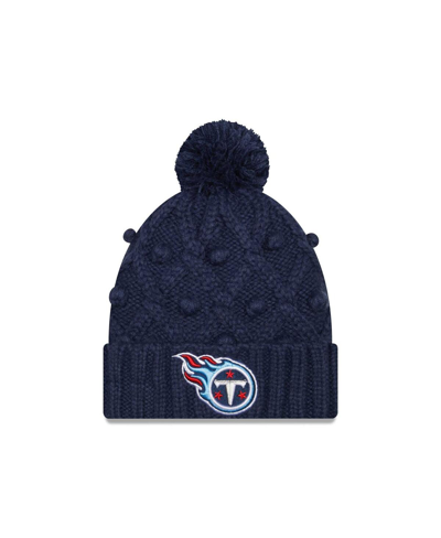 NEW ERA WOMEN'S NEW ERA NAVY TENNESSEE TITANS TOASTY CUFFED KNIT HAT WITH POM