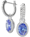 Swarovski Constella Pierced Earrings Hoop Pe Rhodium Shiny Fancy Blue White In Blue