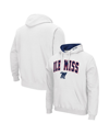 COLOSSEUM MEN'S COLOSSEUM WHITE OLE MISS REBELS ARCH & TEAM LOGO 3.0 PULLOVER HOODIE