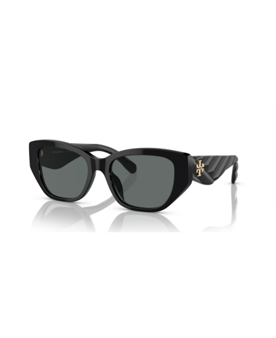 Tory Burch Women's Polarized Sunglasses, Ty7196u In Black/gray Polarized Solid