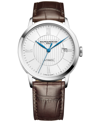 BAUME & MERCIER MEN'S SWISS AUTOMATIC CLASSIMA DARK BROWN LEATHER STRAP WATCH 40MM M0A10214