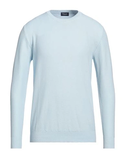 Drumohr Man Sweater Sky Blue Size 40 Cotton