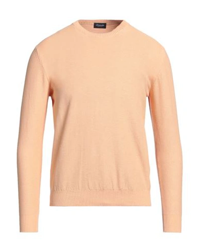 Drumohr Man Sweater Apricot Size 40 Cotton In Orange