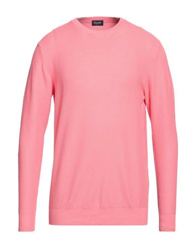 Drumohr Man Sweater Salmon Pink Size 40 Cotton