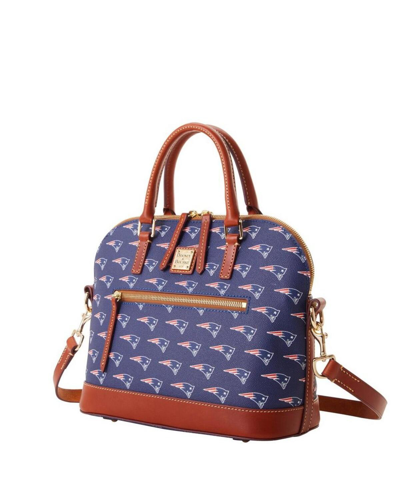 Dooney & Bourke Women's  New England Patriots Signature Domed Zip Satchel Purse In Blue