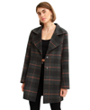 Belle & Bloom Ex-boyfriend Plaid Wool Blend Coat In Charcoal|brown|white