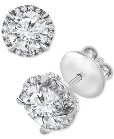 Badgley Mischka Certified Lab Grown Diamond Halo Stud Earrings (3 Ct. T.w.) In 14k Gold In White Gold