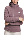 The North Face Women's Belleview Stretch Down Hooded Coat In Fawn Grey
