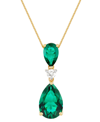 GROWN WITH LOVE LAB GROWN EMERALD (3-1/3 CT. T.W.) & LAB GROWN DIAMOND (1/8 CT. T.W.) 18" PENDANT NECKLACE IN 14K GO