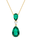 Grown With Love Lab Grown Emerald (3-1/3 Ct. T.w.) & Lab Grown Diamond (1/8 Ct. T.w.) 18" Pendant Necklace In 14k Go In Emerald