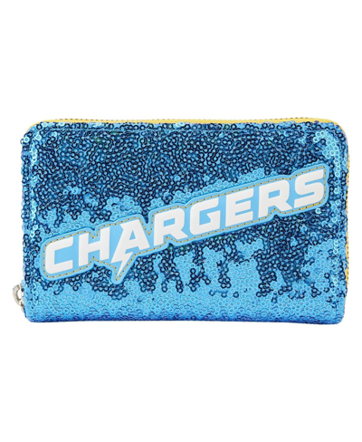 Loungefly Women's  Los Angeles Chargers Sequin Zip-around Wallet In Blue,yellow