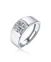 STELLA VALENTINO STERLING SILVER WHITE GOLD PLATED WITH 1CT ROUND LAB CREATED MOISSANITE FLUSH SET SOLITAIRE ENGAGEME