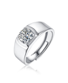 Stella Valentino Sterling Silver With 1ct Round Lab Created Moissanite Flush Set Solitaire Engagement Anniversary Adj