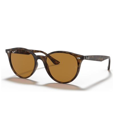 Ray Ban Unisex Polarized Low Bridge Fit Sunglasses, Rb4305f 53 In Light Havana