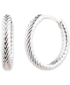 Ralph Lauren Herringbone-look Huggie Hoop Earrings In Sterling Silver, 0.64" In Sterling Silver