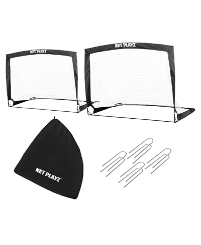 Net Playz Backyard Soccer Goal, Kids Pop-up Backyard Soccer Goals Set Of 2 In Black