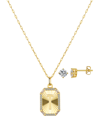 Unwritten Cubic Zirconia Initial Pendant Necklace And Stud Earring Set In Gold T
