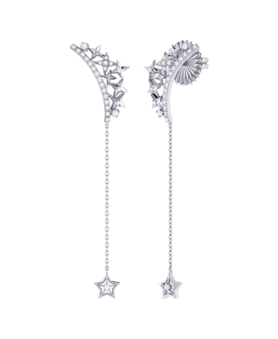 Luvmyjewelry Starry Cascade Tiara Diamond Drop Earrings In Sterling Silver In Grey
