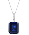 Grown With Love Lab Grown Sapphire (8-1/10 Ct. T.w.) & Lab Grown Diamond 18" Pendant Necklace In 14k White Gold (als In Sapphire
