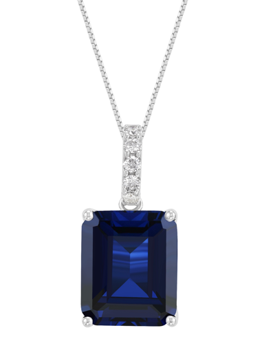 Grown With Love Lab Grown Sapphire (8-1/10 Ct. T.w.) & Lab Grown Diamond 18" Pendant Necklace In 14k White Gold (als