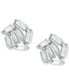ADORNIA RHODIUM-PLATED RECTANGLE CRYSTAL CLUSTER STUD EARRINGS