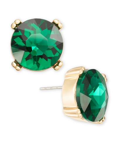 On 34th Gold-tone Stone Stud Earrings, Created For Macy's In Green