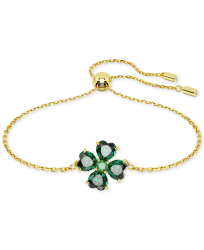 SWAROVSKI GOLD-TONE IDYLLIA GREEN CRYSTAL BRACELET