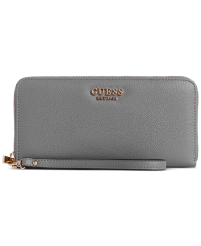 Guess Jewel Slg Boxed Large Zip Around Wallet, Created For Macy's In Grey