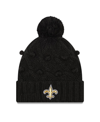 New Era Black New Orleans Saints Toasty Cuffed Knit Hat With Pom In Black