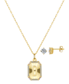 Unwritten Cubic Zirconia Initial Pendant Necklace And Stud Earring Set In Gold D