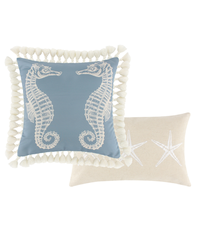 Greenland Home Fashions Atlantis Embellished Decorative Pillow Set, 12" X 20" & 18" X 18" In Jade