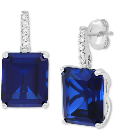 Grown With Love Lab Grown Emerald (10 Ct. T.w.) & Lab Grown Diamond (1/10 Ct. T.w.) Drop Earrings In 14k Gold In Sapphire