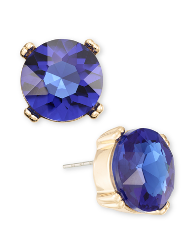 On 34th Gold-tone Stone Stud Earrings, Created For Macy's In Blue