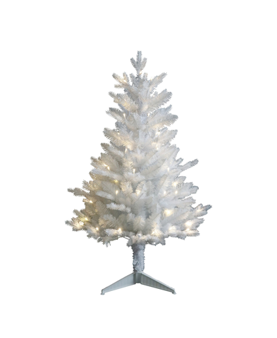 Kurt Adler 3' Pre-lit Warm Led Jackson Pine Tree In White