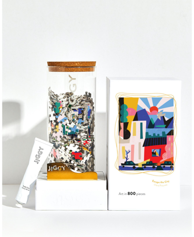 Jiggy Escape The City, Claire Prouvost Decorative Artwork Puzzle Plus Puzzle Glue Kit By  Puzzles Set In Multicolor