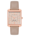 Nine West Women's Quartz Square Taupe Faux Leather Band Watch, 29mm In Taupe,rose Gold-tone
