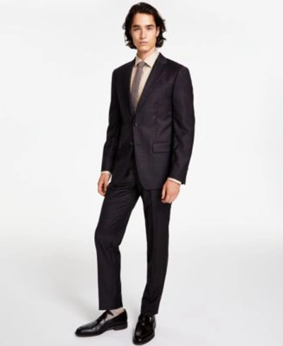 Calvin Klein Mens X Fit Slim Fit Infinite Stretch Black Tuxedo Suit Separates In Black Blue