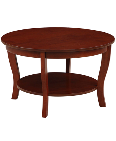 Convenience Concepts 30" Medium-density Fiberboard American Heritage Round Coffee Table In Mahogany