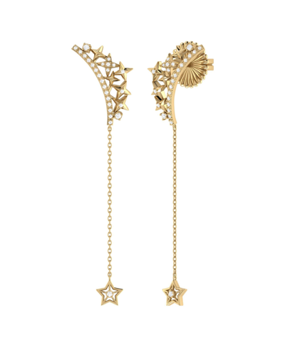 Luvmyjewelry Starry Cascade Tiara Diamond Drop Earrings In 14k Yellow Gold Vermeil On Sterling Silve