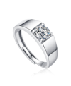 Stella Valentino Sterling Silver With 0.50ct Round Lab Created Moissanite Flush Set Solitaire Engagement Anniversary 